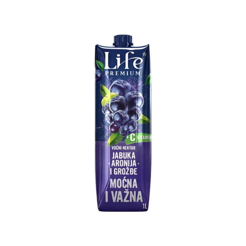 Sok Life Premium Jabuka Aronija i Grožđe 1L Brik